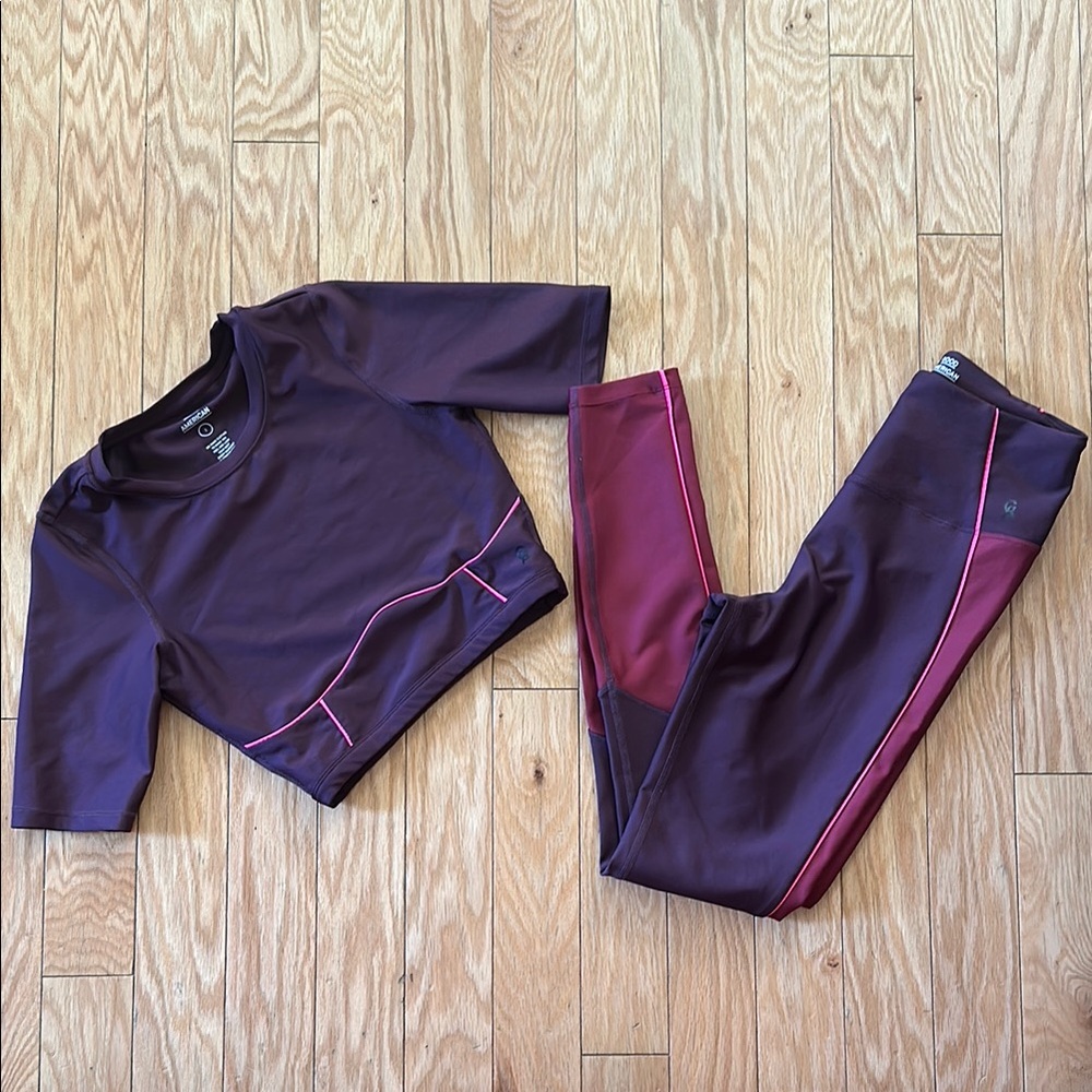 Good American Burgundy and Pink Activewear Set